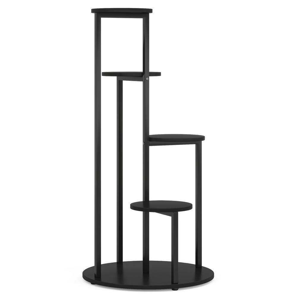 BYBLIGHT Wellston 40.94 in. H Black Round Wood Corner Plant Stand Indoor 5 Tier Potted Ladder Holder Flower Rack BB-U0183-XMX