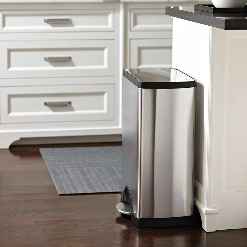 simplehuman 38 Liter / 10 Gallon Rectangular Kitchen Step Trash Can， Brushed Stainless Steel