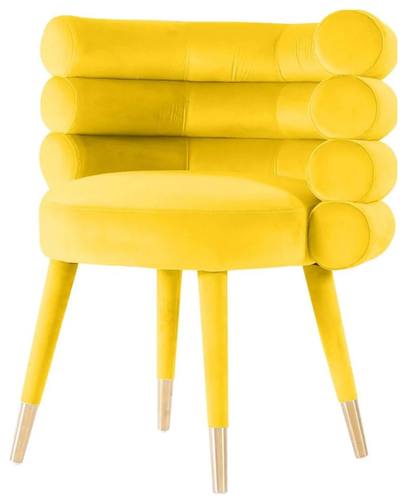 Hurley Modern Yellow  ampGold Velvet Accent Chair   Midcentury   Armchairs And Accent Chairs   by V.S.D Furniture  Houzz