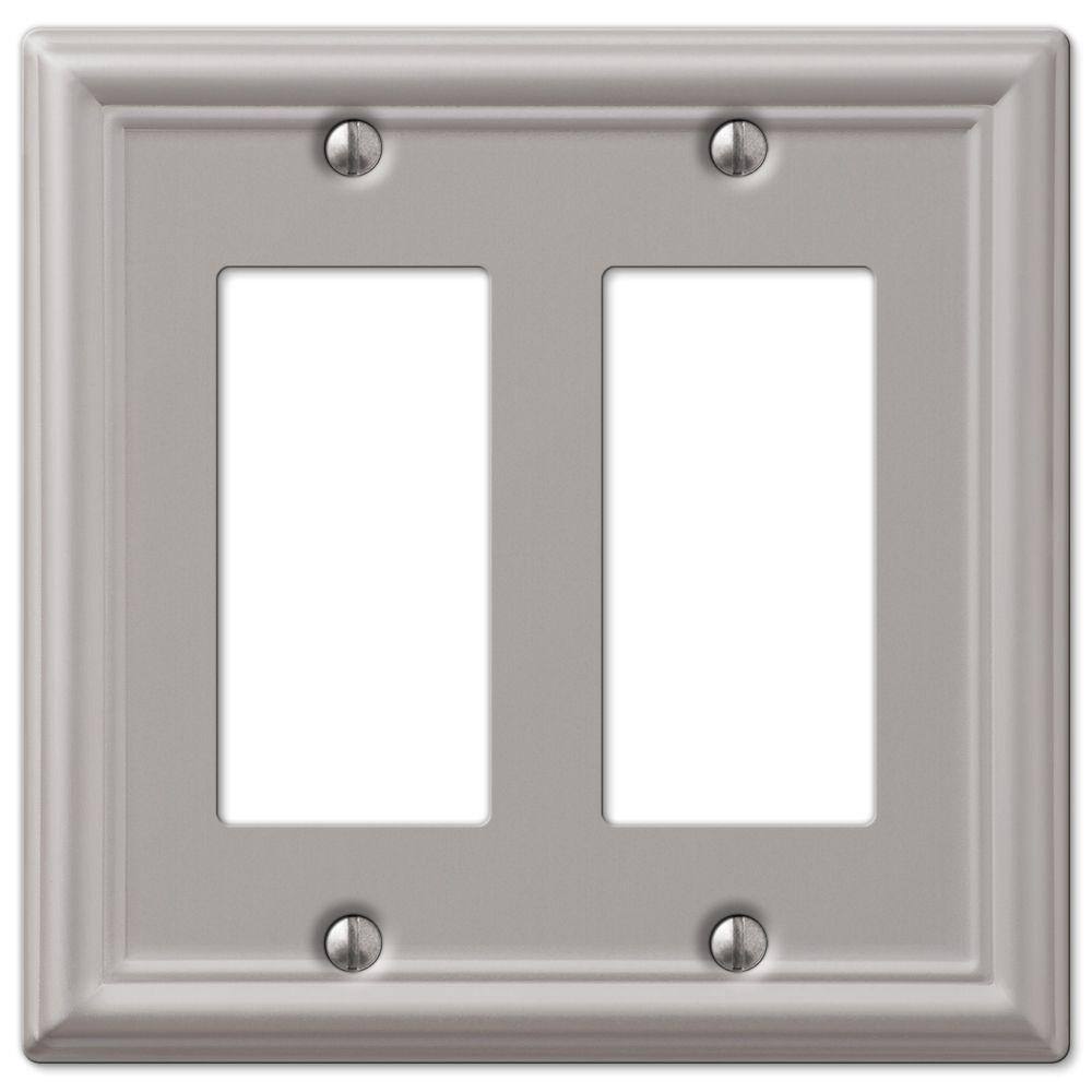 Hampton Bay Ascher 2 Gang Rocker Steel Wall Plate - Brushed Nickel 149RRBNHB