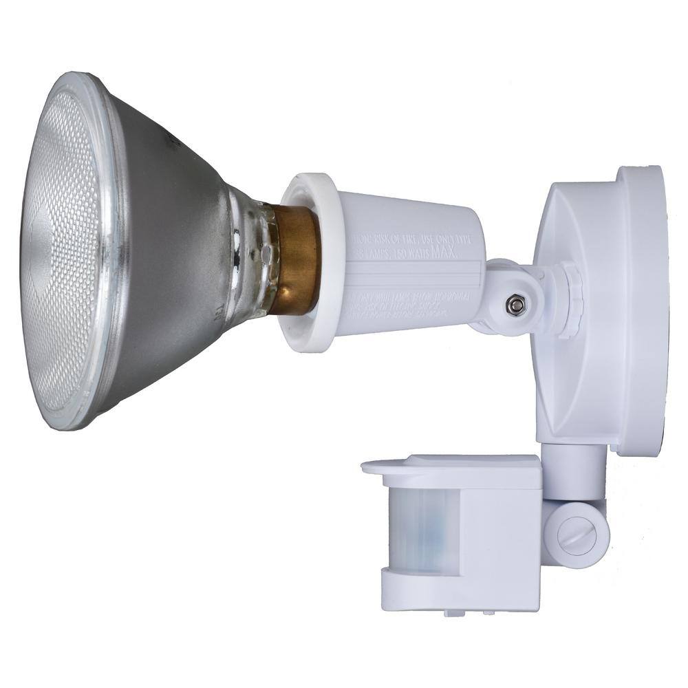 dualux White Motion Sensor Dusk to Dawn Outdoor Security Flood Light - 2 Adjustable Light Heads - 4 Modes T0692