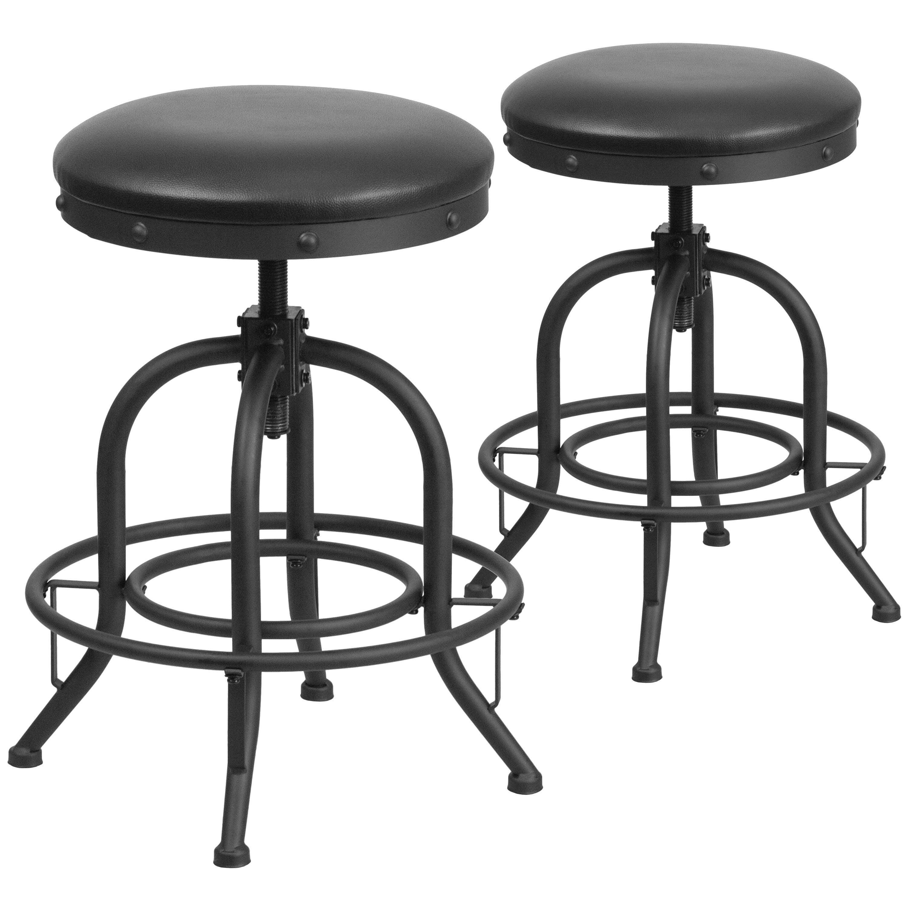 2 Pk. 24'' Counter Height Stool with Swivel Lift Bonded Leather Seat