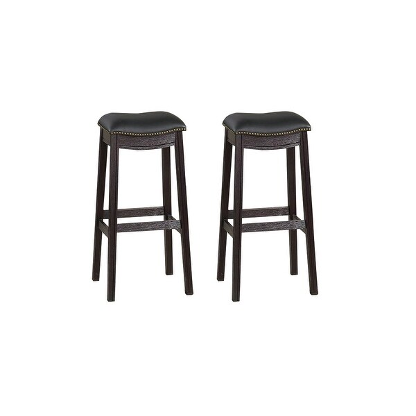 Black PU Upholstery Bar Stool， Set of 2