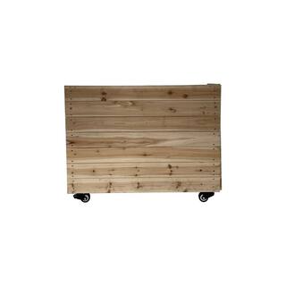 Ejoy 40 in. x 12 in. x 32in. Solid Wood Mobile Planter Barrier in Unfinished Wood Color for Cafes and Restaurants Outdoor Use SolidWoodPlanter_40x12x32