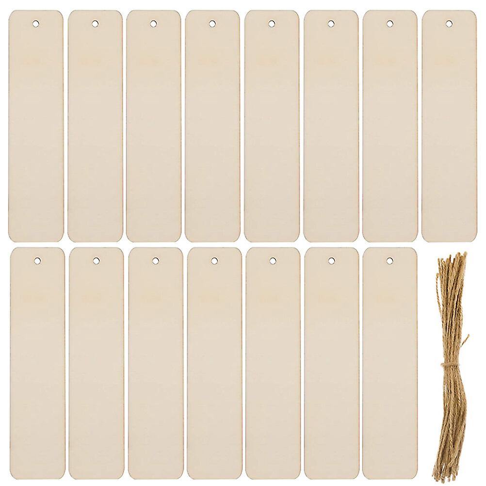 20pcs  Wood Blank Bookmarks Unfinished Wood Bookmarks Unpainted Rectangle Wooden Bookmarks With Lanyards