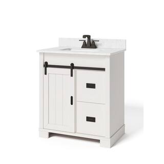 Glacier Bay Brindley 30 in. W x 20 in. D x 34.5 in. H Freestanding Bath Vanity in White w White Engineered Stone Top HDBD30VW