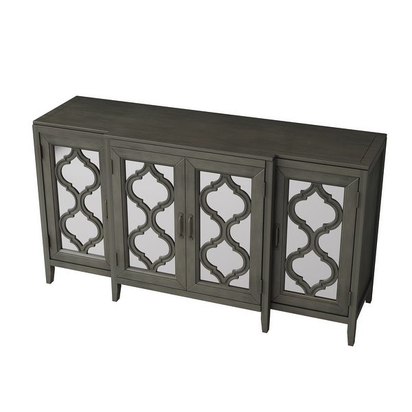 Modern Mirrored Console Table Sideboard for Living Room Dining Room with 4 Cabinets and 3 Adjustable Shelves