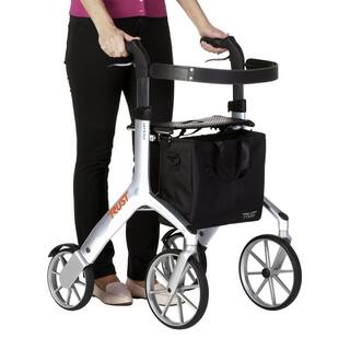 Stander Trust Care Let's Fly 4-Wheel Lightweight Folding Euro-Style Rollator with Seat in White 4700-WH