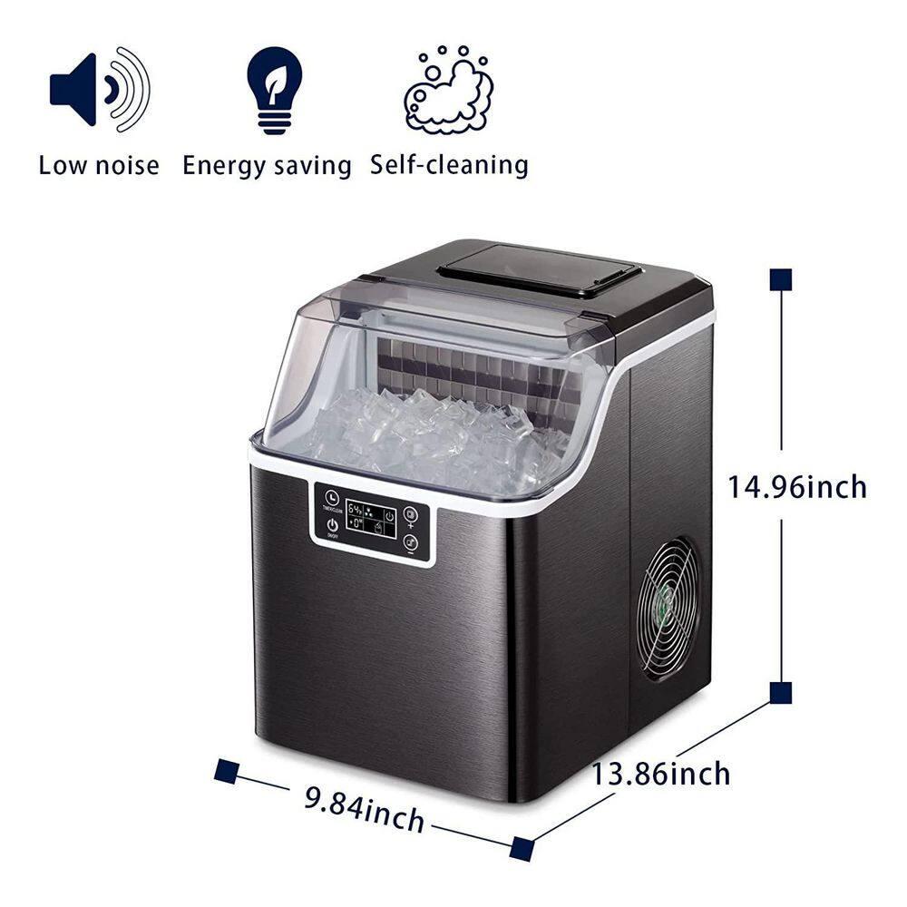 Edendirect 24 lb24Hour Portable Square Countertop Ice Maker Machine in Black with SelfCleaning Ice Scoop and Basket