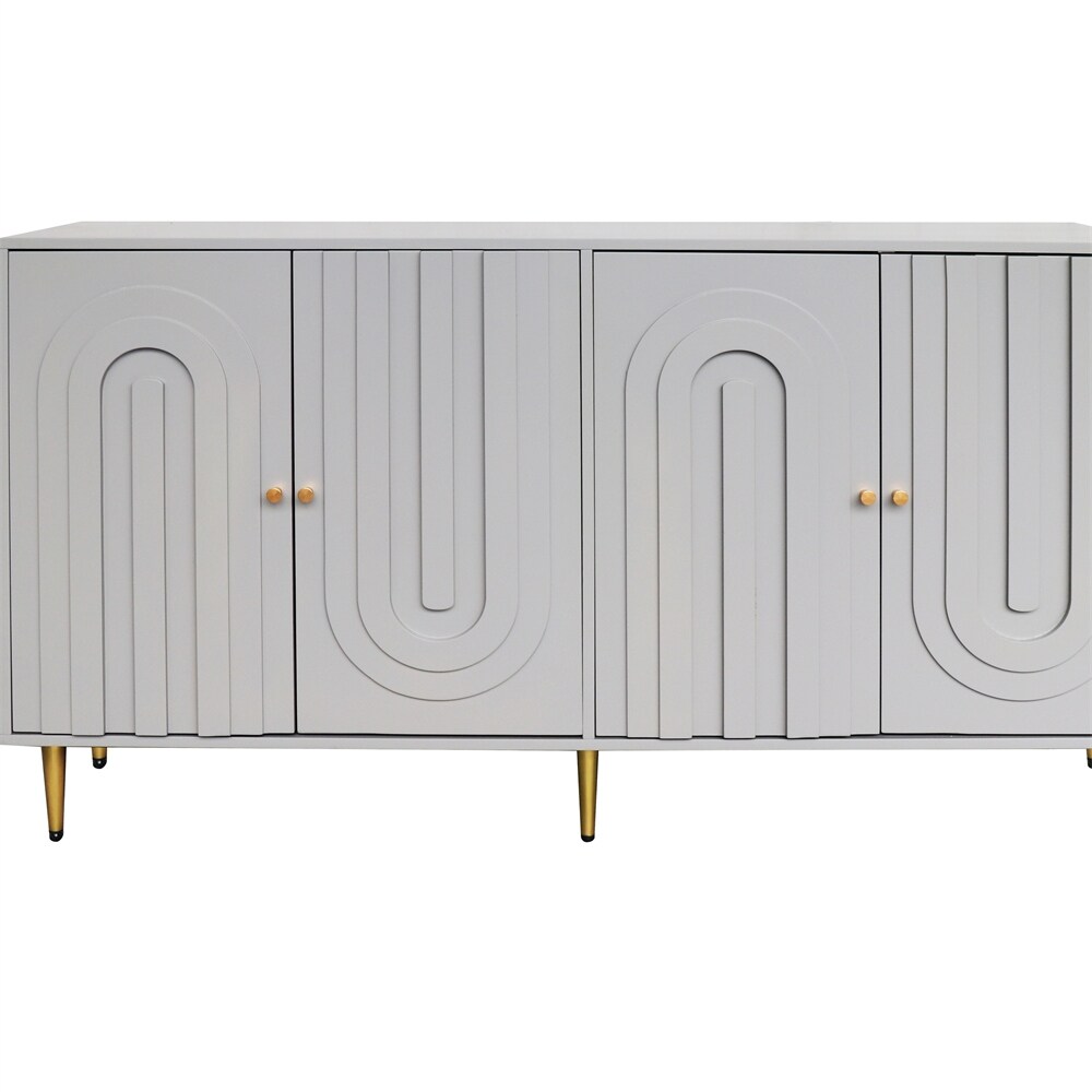 Modern Lacquered 4 Door Wooden Cabinet Sideboard Buffet Server Cabinet