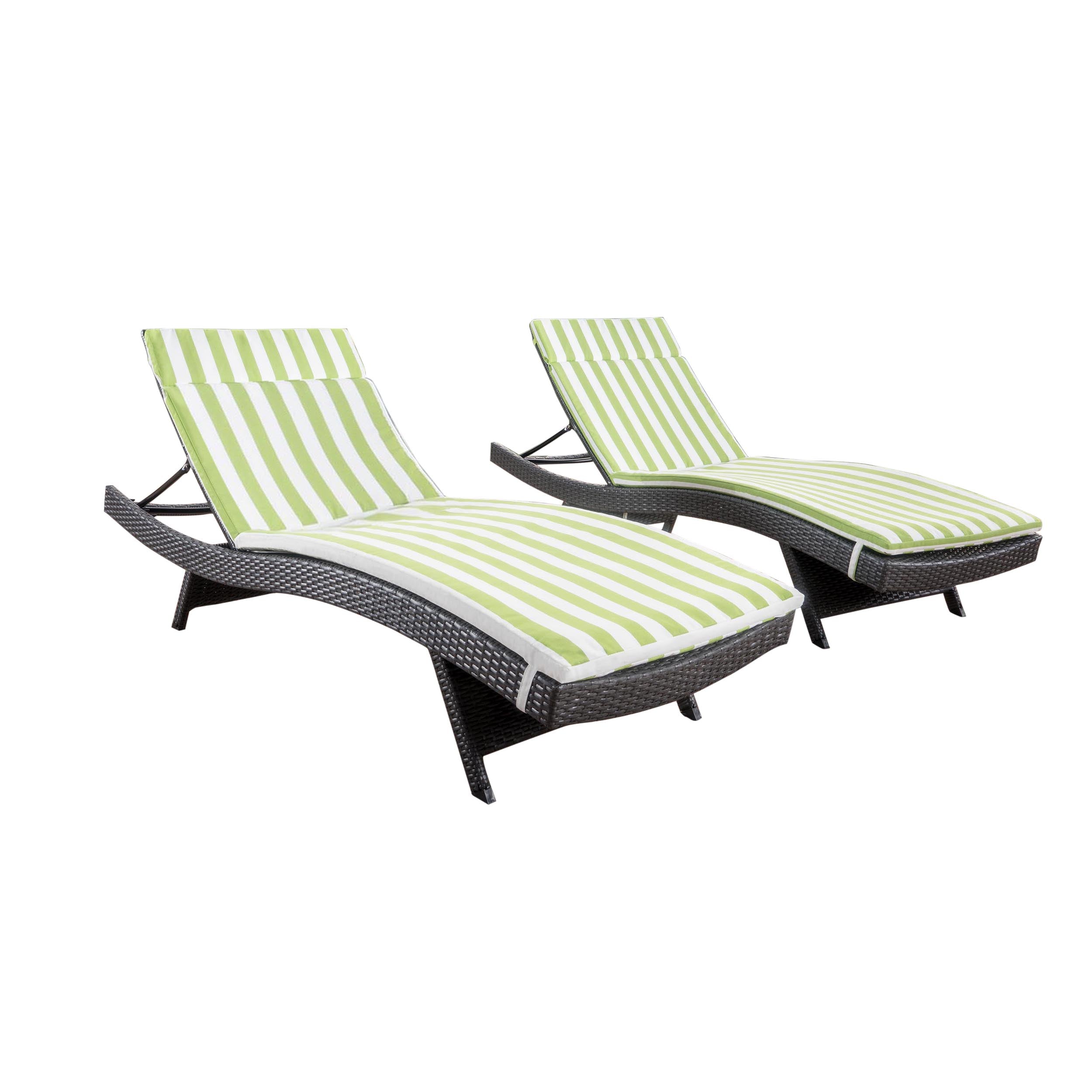 Lakeport Outdoor Wicker Lounge with Water Resistant Cushion (Set of 2)