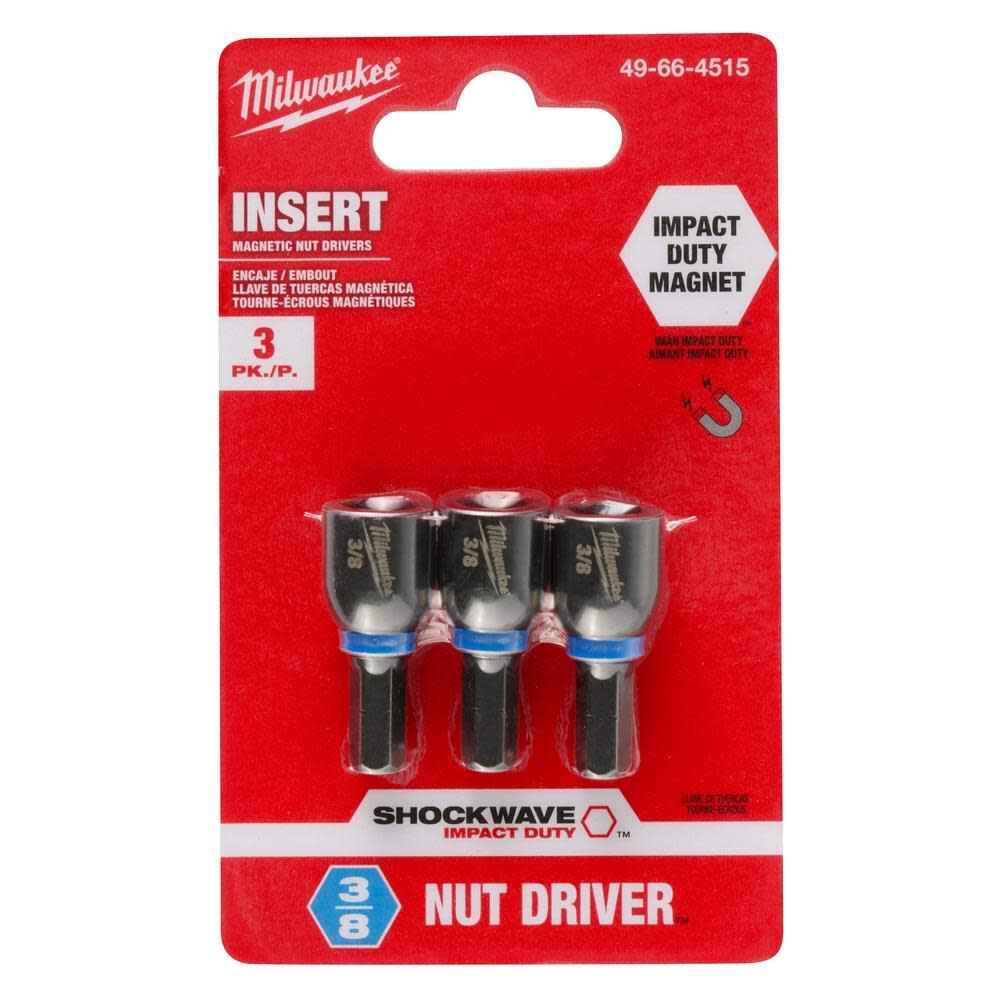 Milwaukee SHOCKWAVE Impact Duty 3/8 Insert Magnetic Nut Driver 3PK 49-66-4515 from Milwaukee