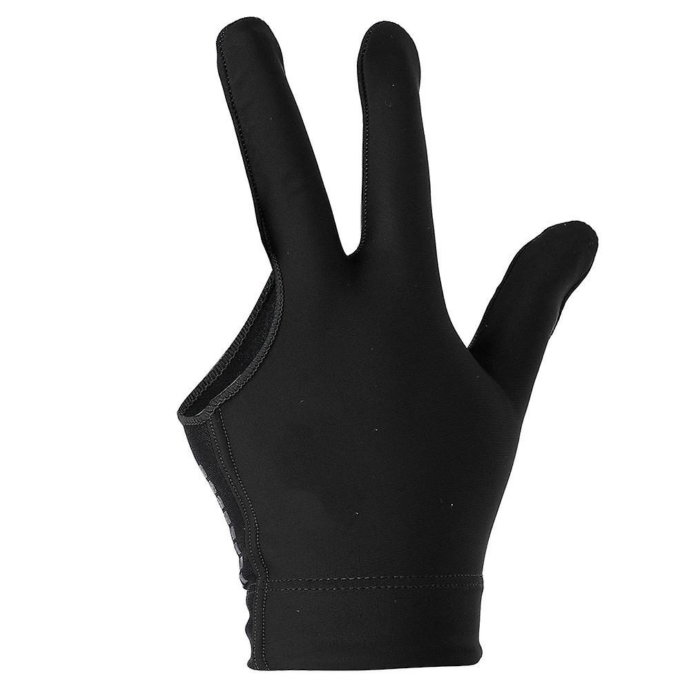 Unisex Snooker Billiard Cue Glove Pool Left Hand Open Three Finger Gloves(black)