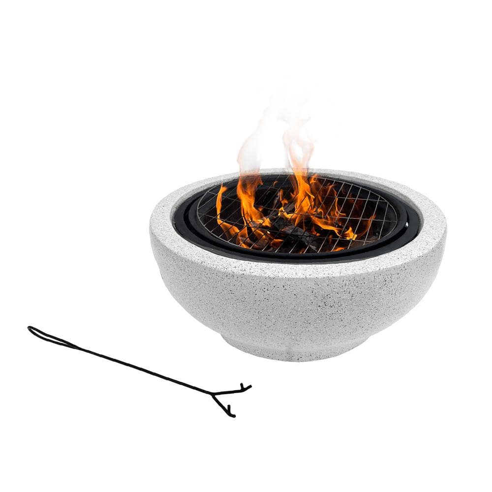 Teamson Home Contemporary Wood Round Burning Fire Pit in Grey PT-FW0001