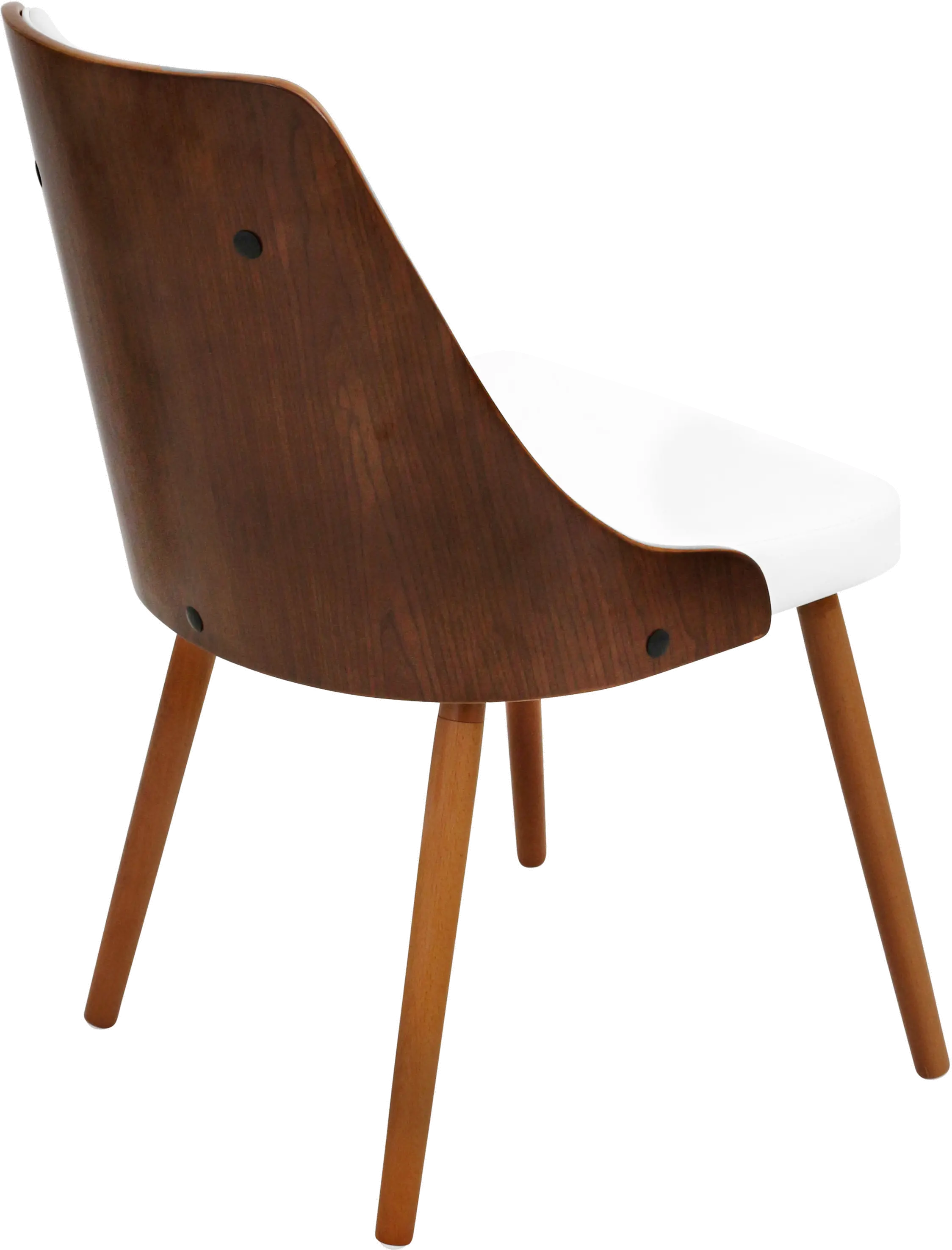 Mid Century White and Brown Faux Leather Dining Room Chair - Gianna