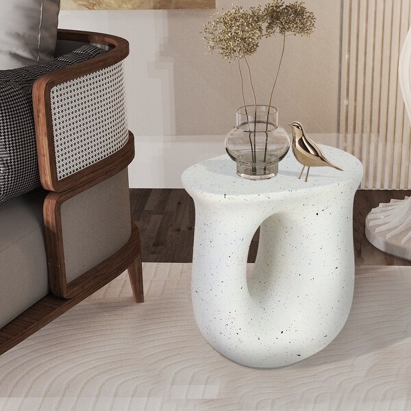 Outdoor Contemporary Lightweight Concrete Accent Side Table