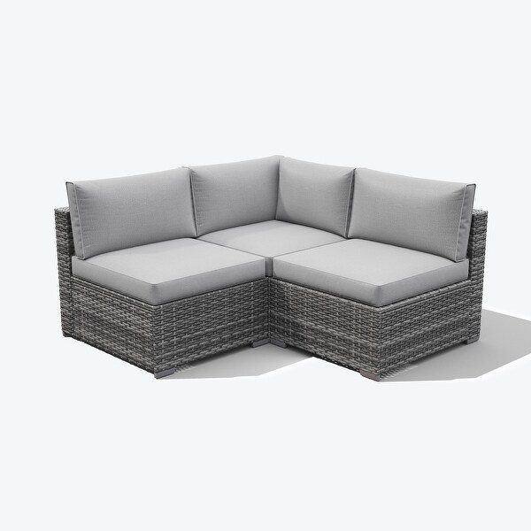 Outdoor 3 pcs Wicker Sectional Corner Sofa and Armless Sofa