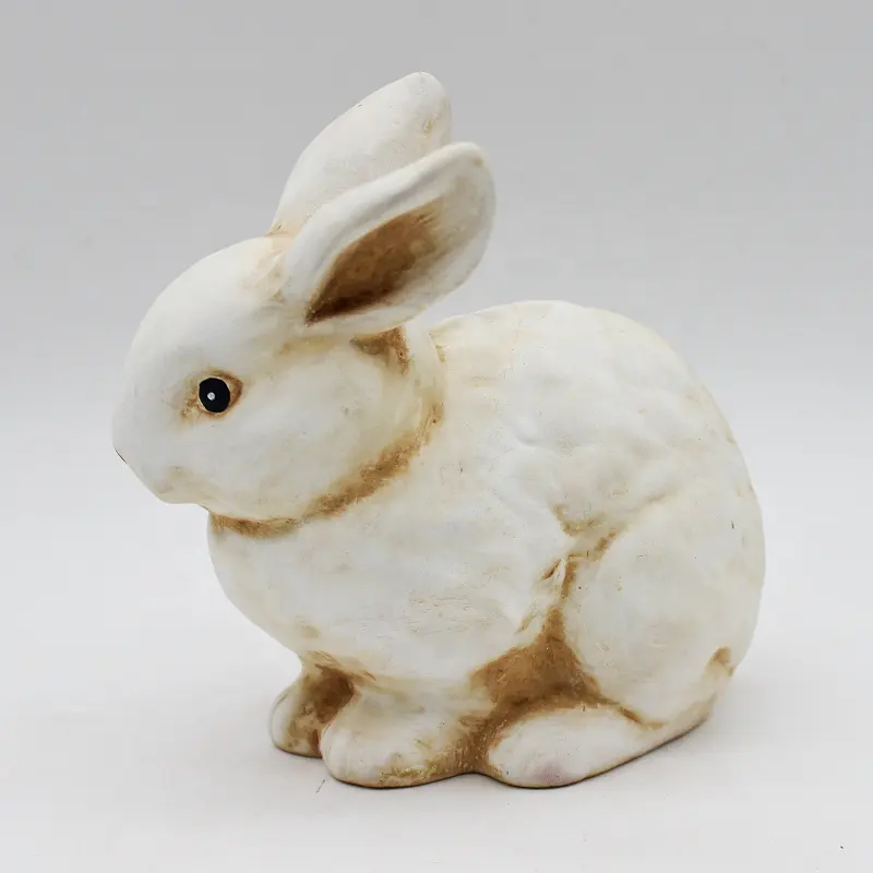 garden supplies Wholesales Custom Ceramic Cute lovely bunny rabbit figurine statue Animal Garden ornament Deco