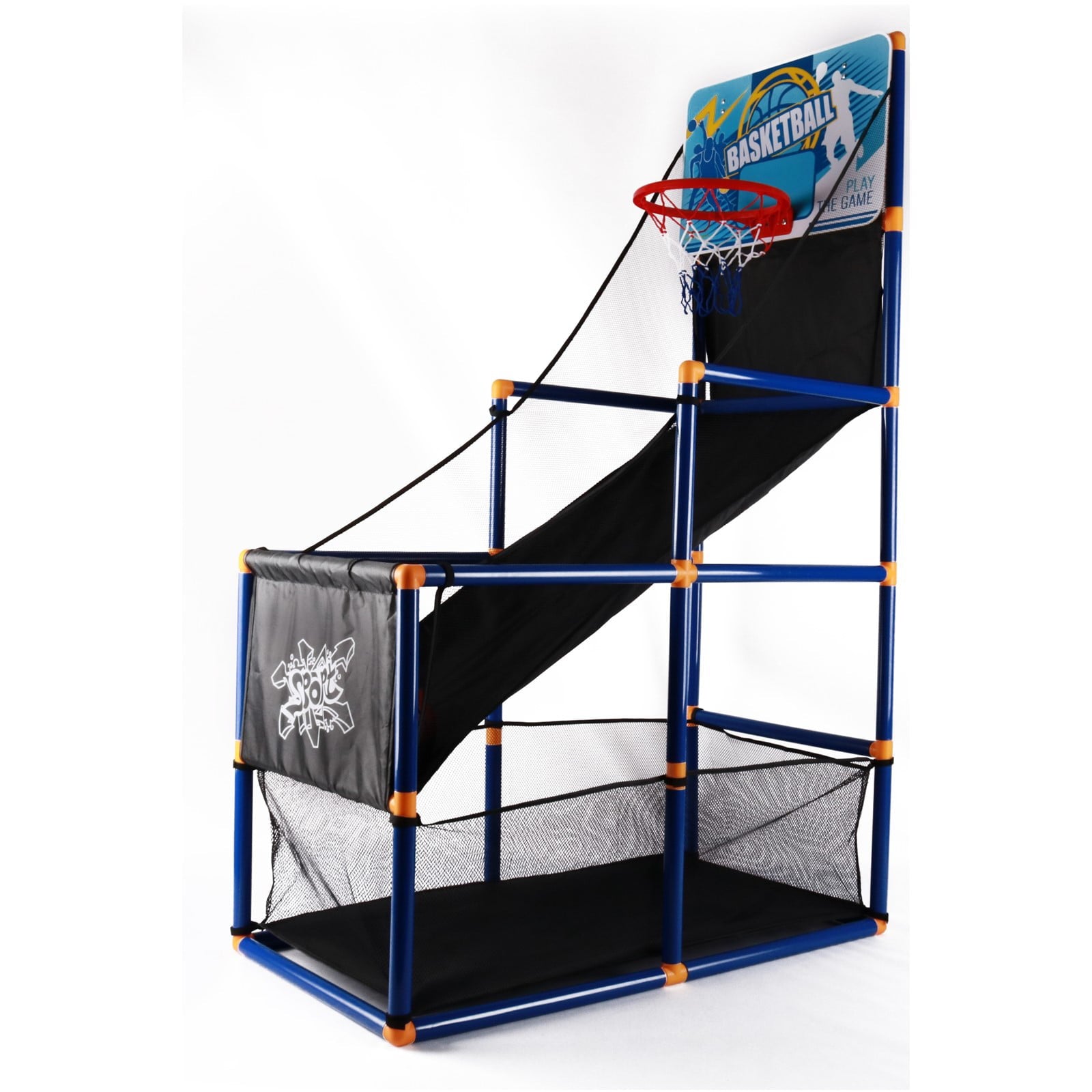 Vokodo Kids Home Basketball Court Shooting Game Includes 2 Balls Air Pump And Slide Ramp Great For Indoor Arcade Practice Improves Scoring Accuracy Sports Toys Active Play Gift For Children Boys Girls