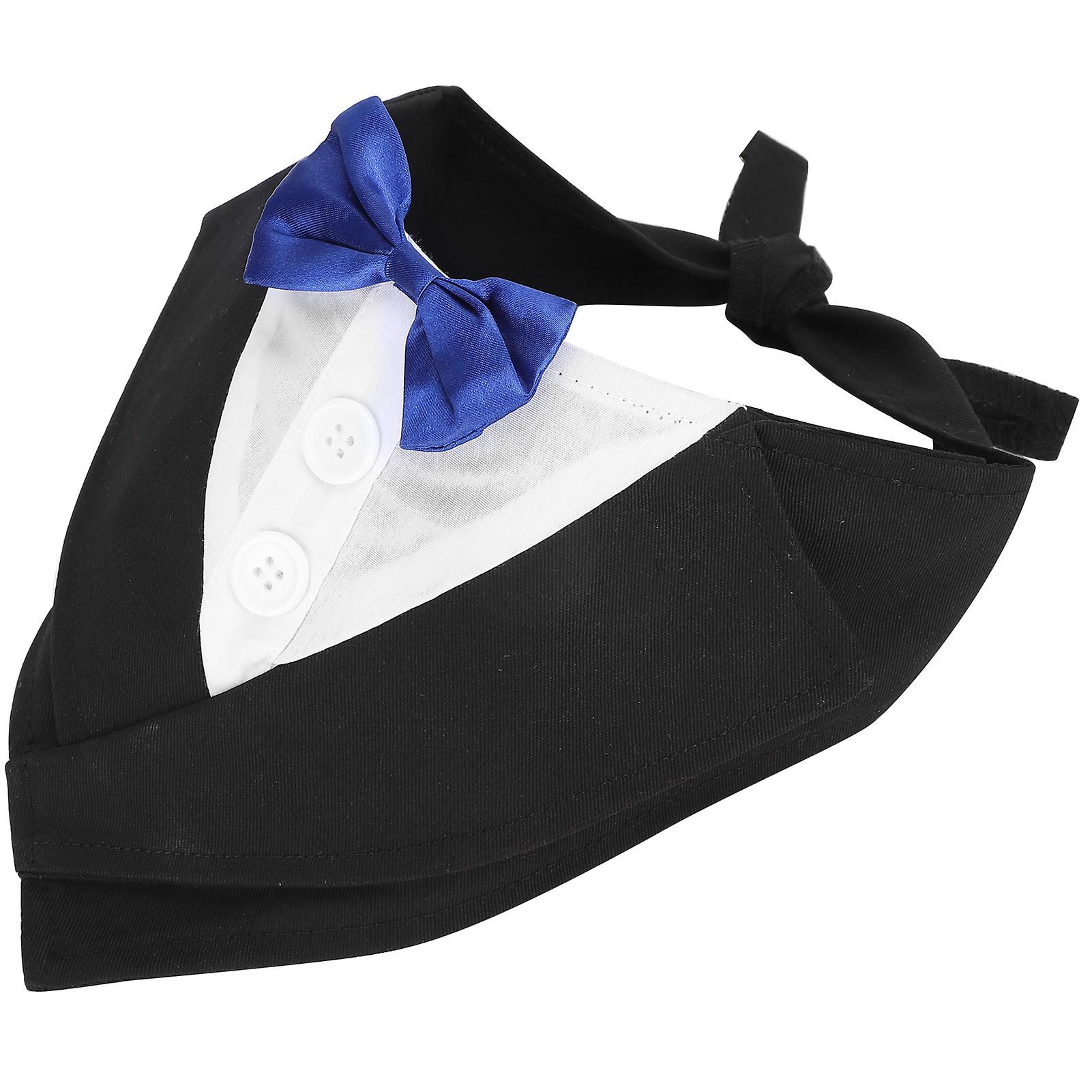 Pet Dog Suit Bandana Set Bow Tie Shirt For Formal Wedding Party For Large And Medium Dogs Blue L