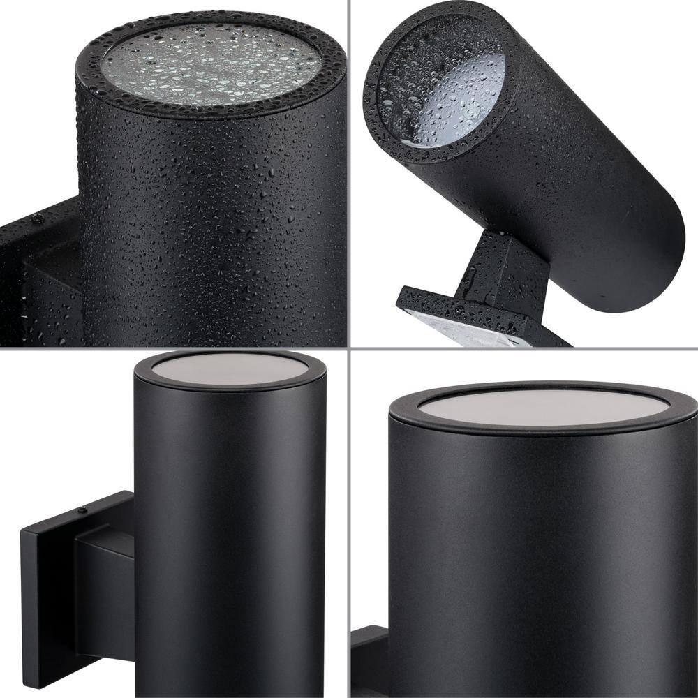 Progress Lighting Coastal 14 in. Black LED Outdoor Wall Cylinder Light Square Aluminum Modern Cylinder P560291-031-30