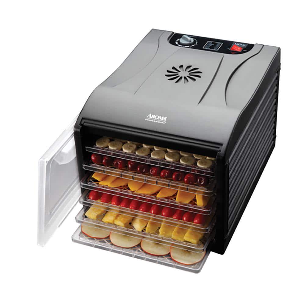 AROMA Professional 6Tray Black Food Dehydrator with Drip Tray