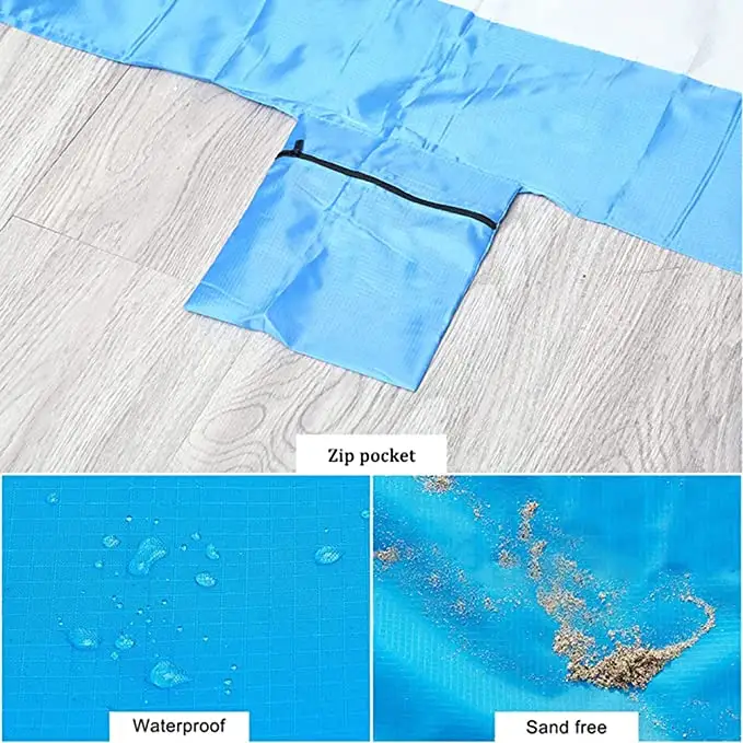 Outdoor portable cheap sand free Foldable waterproof beach mat Custom Prints Logo durable sand proof beach blanket