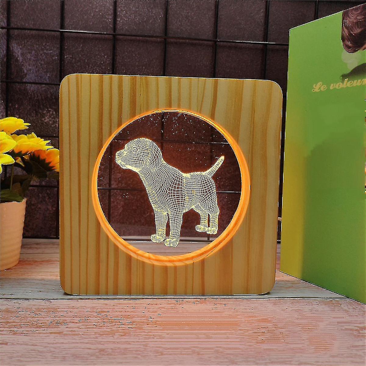 Selling Cute Dogs Led Night Light Solid Wood Low Energy Used Button Switch Soft Warm Light Creative