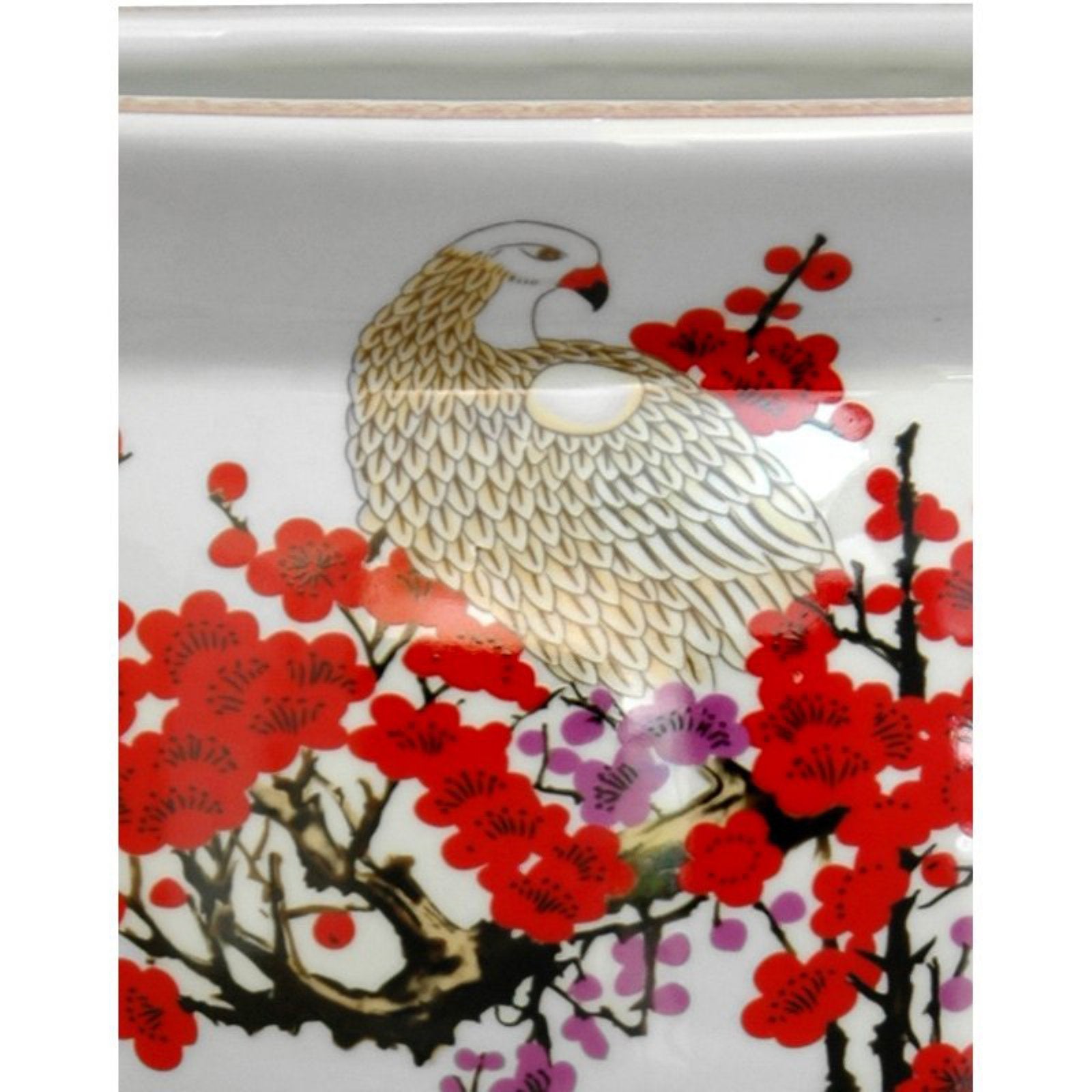 Oriental Furniture Cherry Blossom Porcelain Fishbowl Planter