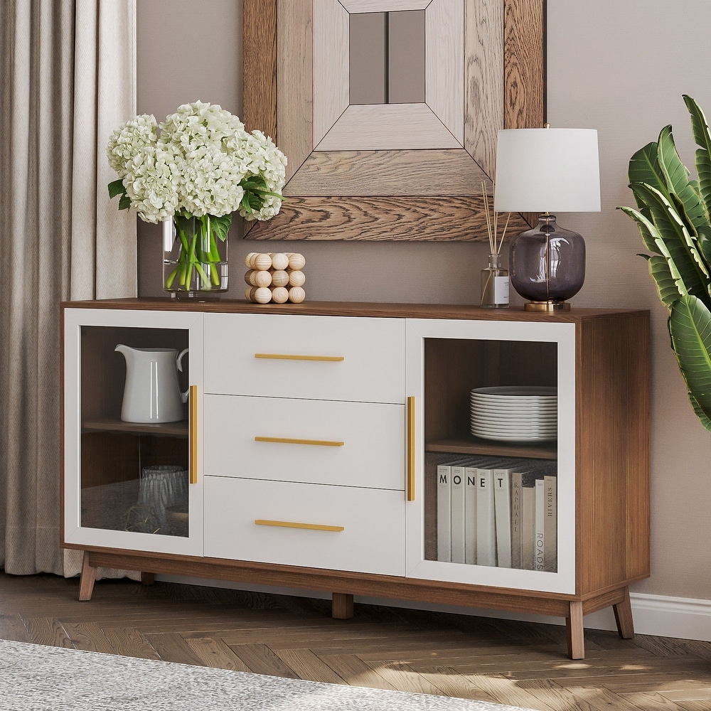 BELLEZE Troy Sideboard with 3 Drawers   2 Doors