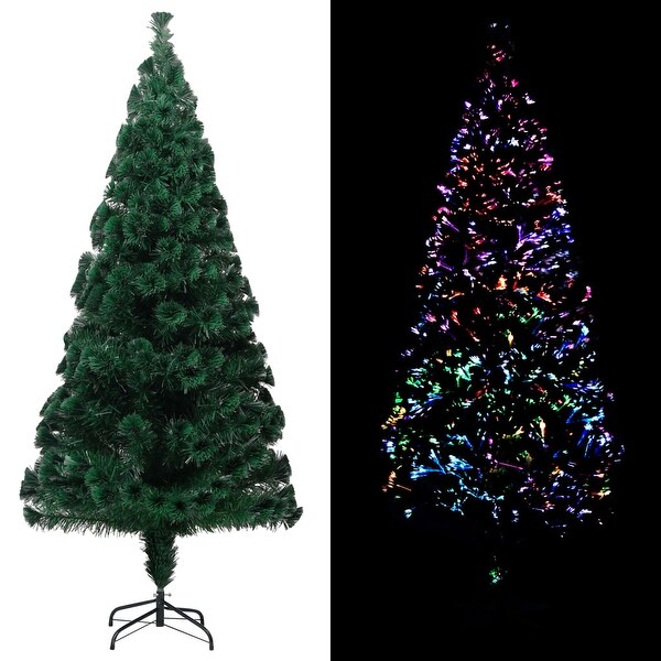 vidaXL Christmas Tree Artificial Tree with Stand and Lights Green Fiber Optic