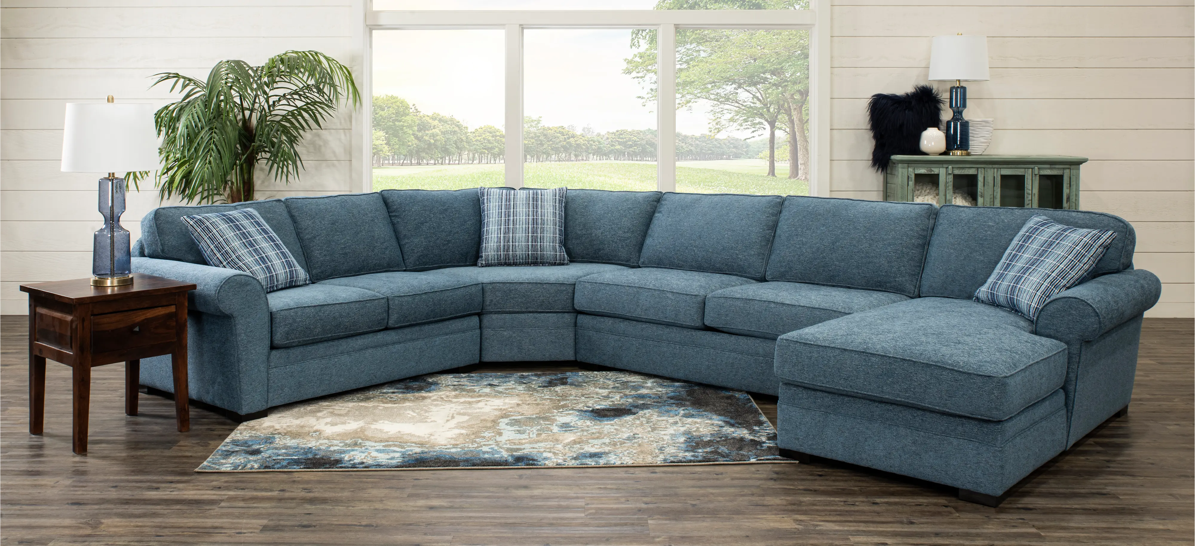 Orion Blue 4 Piece Curved Sectional