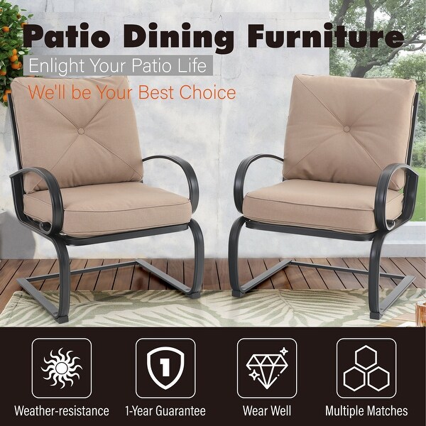 3-piece Patio Bistro Dining Set， 2 C-spring Dining Chairs and 1 Patio Metal Side Table - Overstock - 33330816