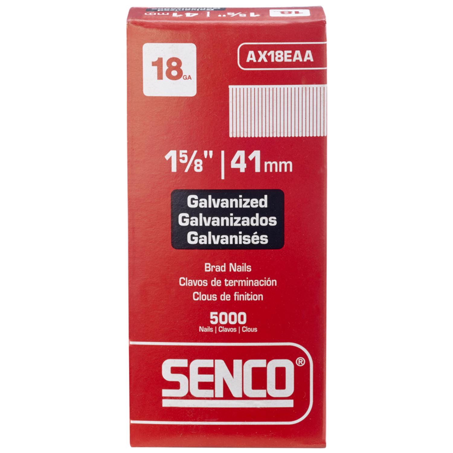 Senco 1-5/8 in. 18 Ga. Straight Strip Galvanized Brad Nails 5000 pk