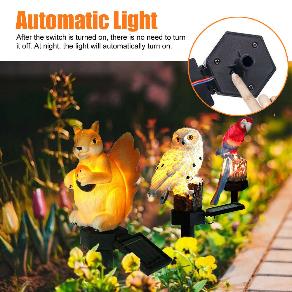 Garden Solar Lights Resin Owl Lanterns， iClover Owl LED Decorative Waterproof Garden Stake Lights， Solar-Powered Night Light， Landscape and Walkway Lighting for Patio Walkway Yard