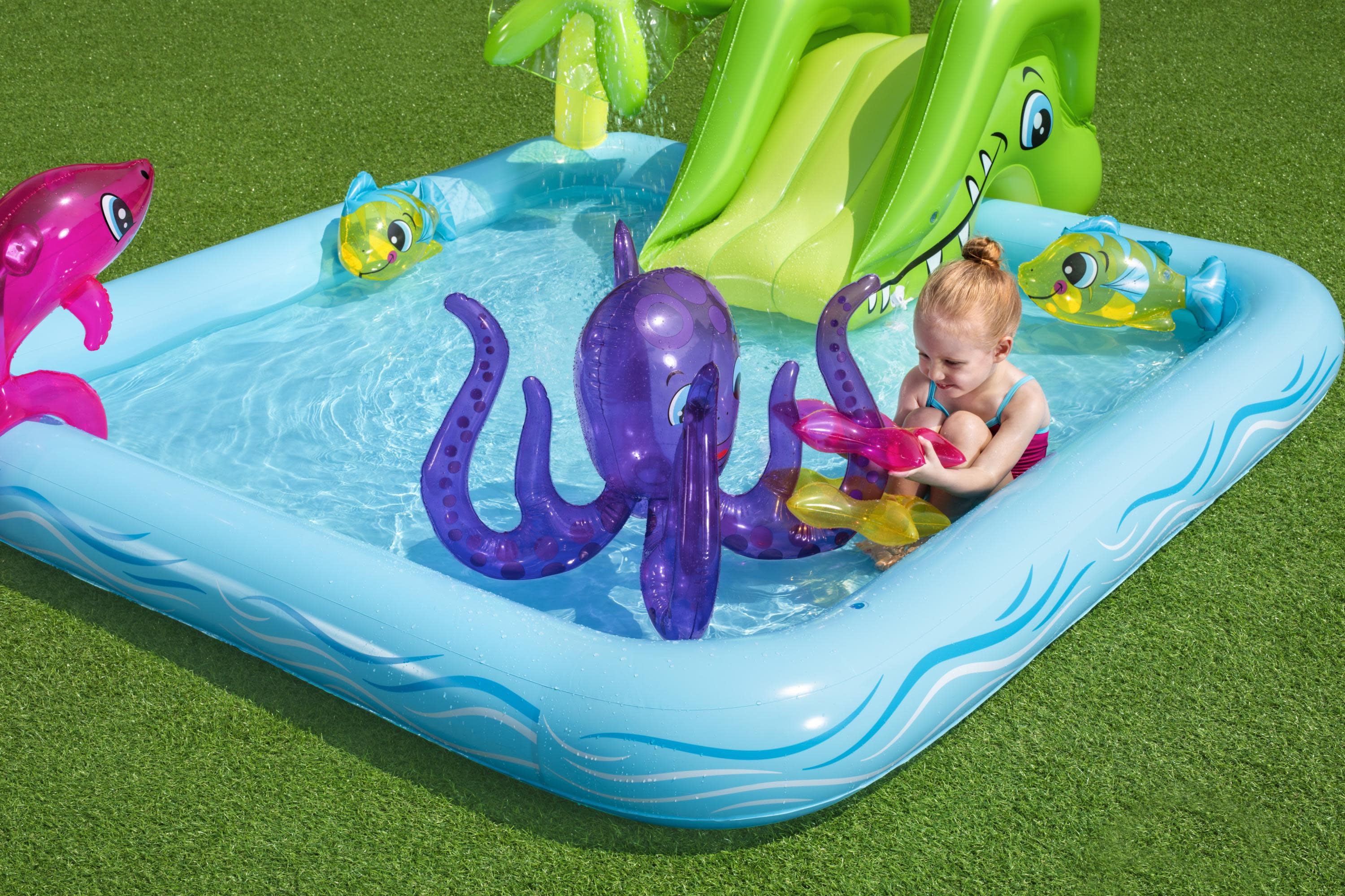 H2OGO! Fantastic Aquarium Multicolor Inflatable Kids Water Play Center with Slide