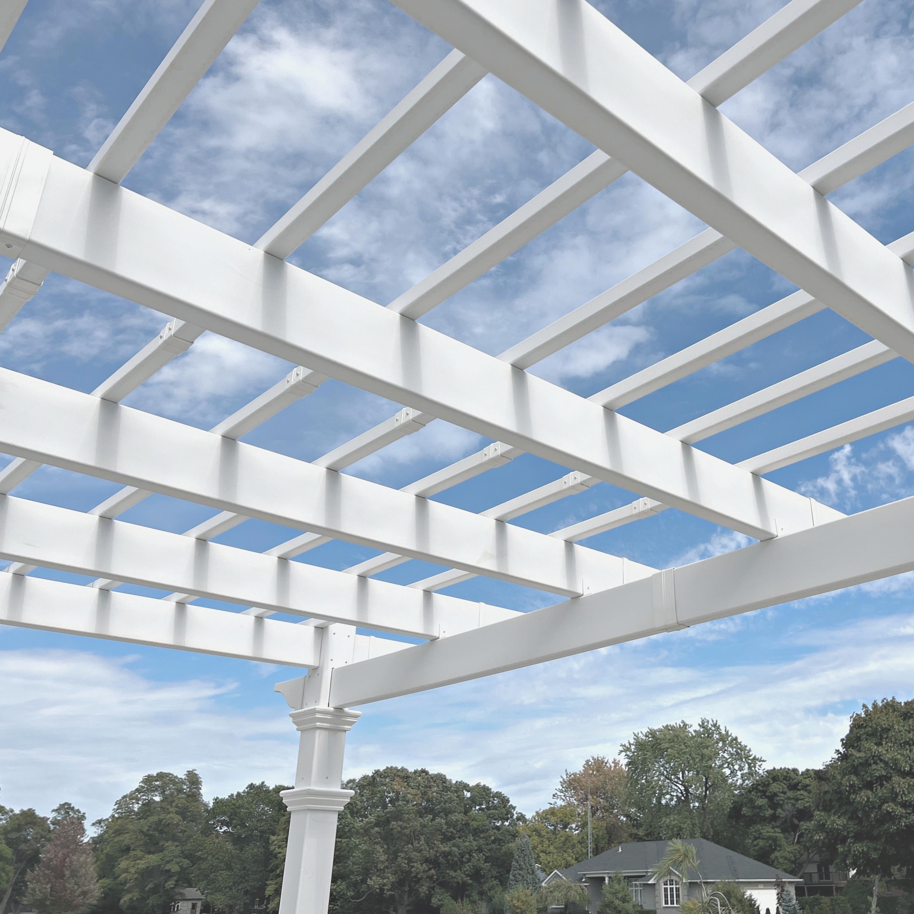 Vita Valencia 12 ft x 16 ft White Vinyl Attached Pergola, VA42086