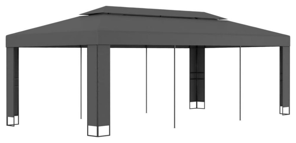 vidaXL Gazebo with Double Roof 118.1x236.2 Anthracite 7953   Contemporary   Gazebos   by BisonOffice  Houzz