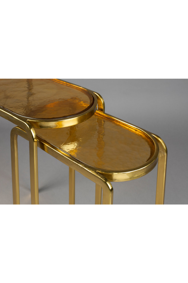 Amber Glass Side Table Set (2)  Dutchbone Bandu   Contemporary   Coffee Table Sets   by Oroa   Distinctive Furniture  Houzz