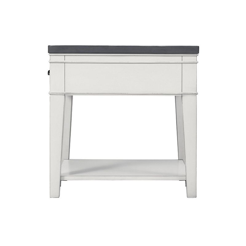 24 Inch Square End Table with 1 Drawer， White and Gray