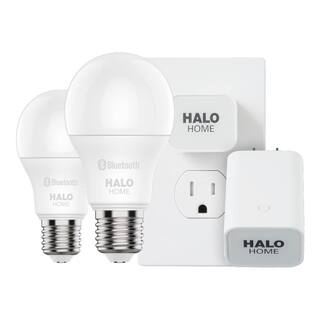 Halo White Home A19 Lamp Bluetooth Enabled 4.0 and 1 Bridge (2-Pack) HHA19HWB1BLE-2PK