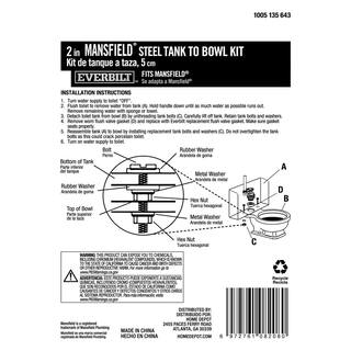 Everbilt 2 in Tank to Bowl Kit Fits Mansfield Toilet 1000055010