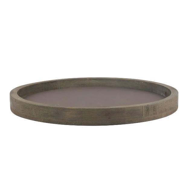 Rustic Round Wood Tray Brown Stonebriar Collection