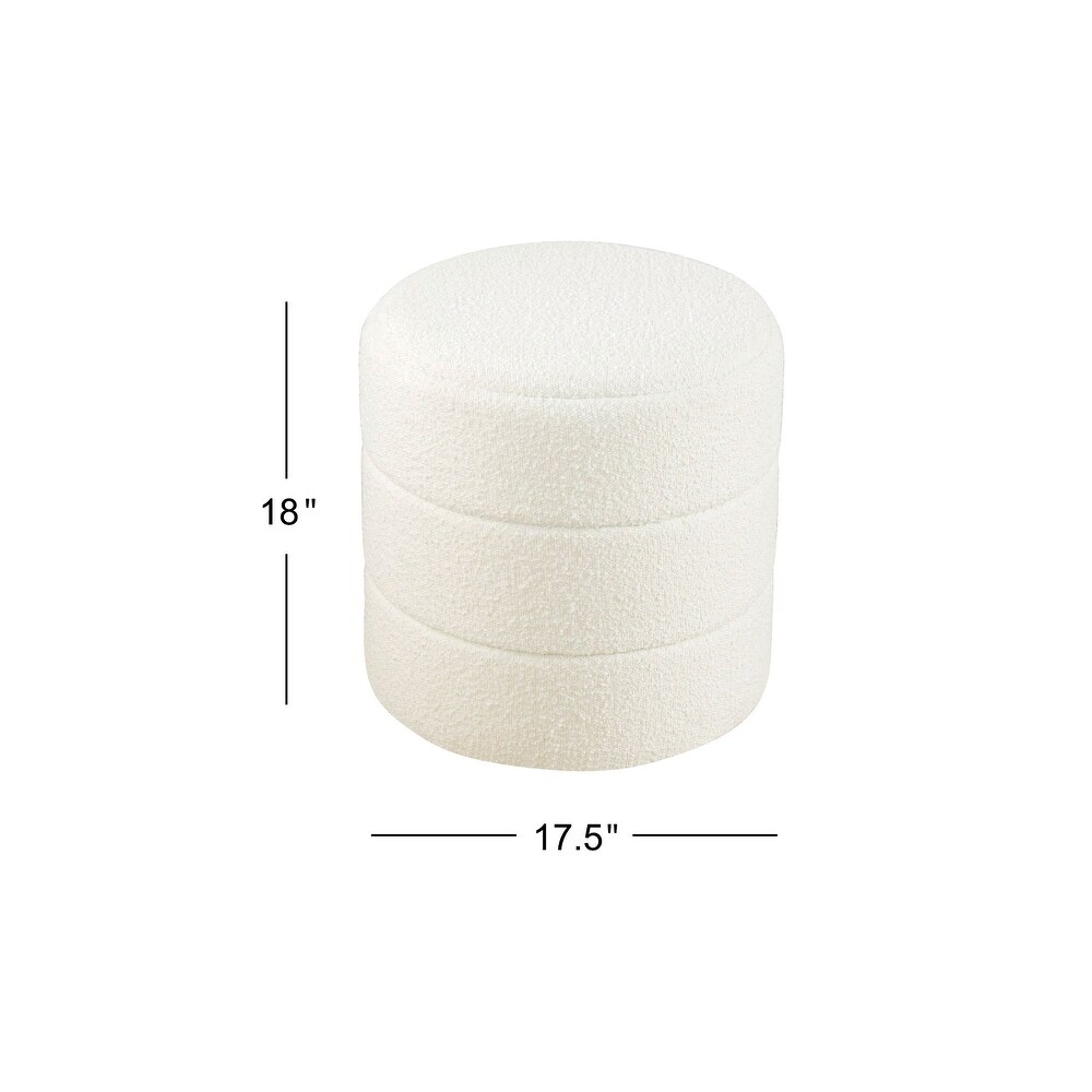 HomePop Upholstered Round OttomanCarmel Faux Leather