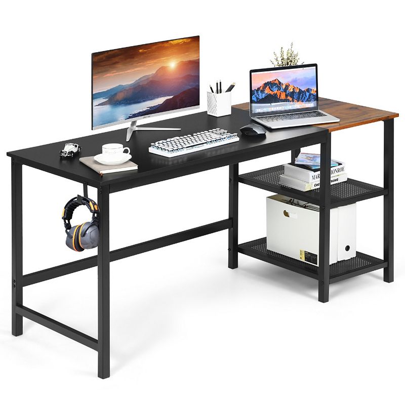 59 Inch Home Office Computer Desk with Removable Storage Shelves