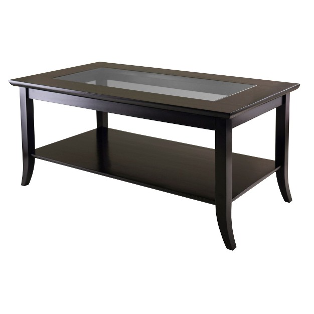 Genoa Coffee Table Glass Top Espresso Winsome