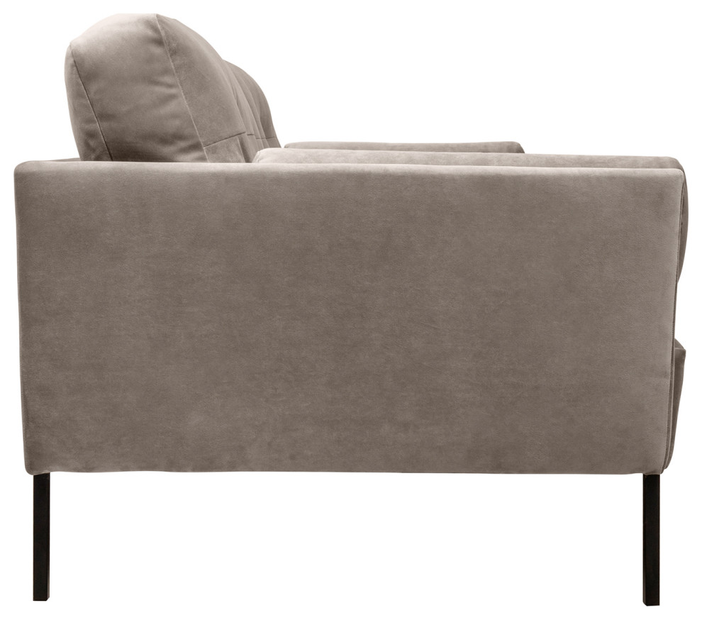 Michalina 84 quotFossil Gray Velvet Sofa with Black Metal Legs   Modern   Sofas   by Armen Living  Houzz