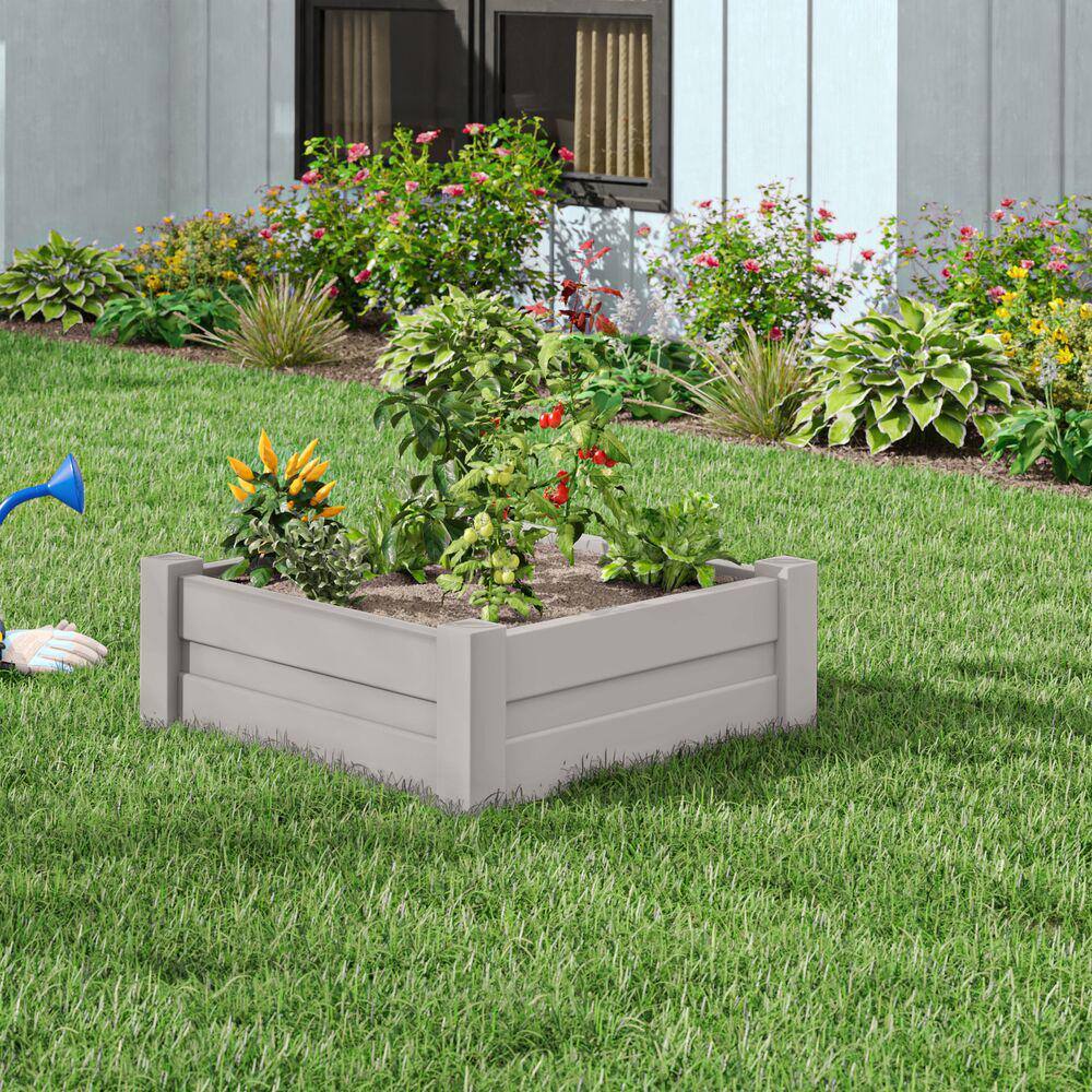 Barrette Outdoor Living 3 ft x 3 ft Gray Raised Garden Bed 73053441