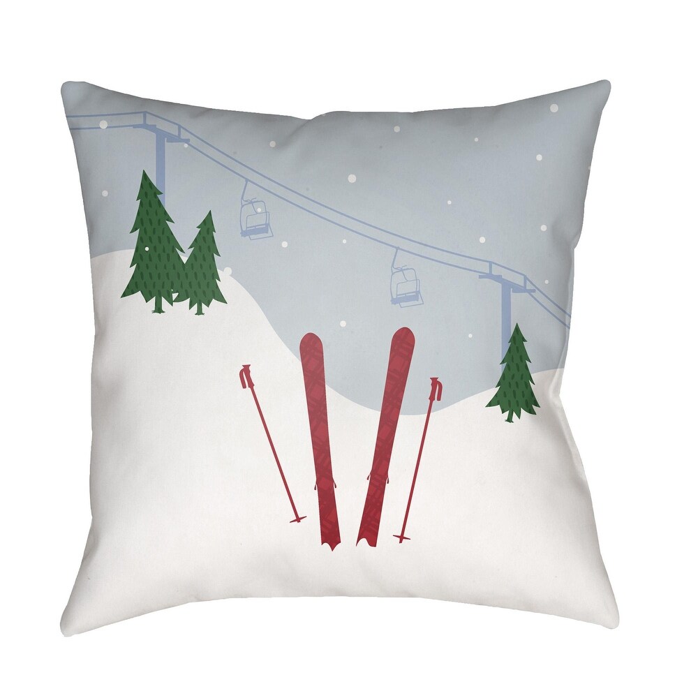 Artistic Weavers Set Of Skis Holiday Pillow