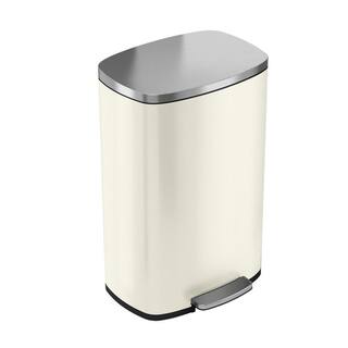 iTouchless SoftStep 13.2 Gal. Ivory White Stainless Steel Trash Can with Odor Control System and Inner Bucket for OfficeKitchen PC13RSC